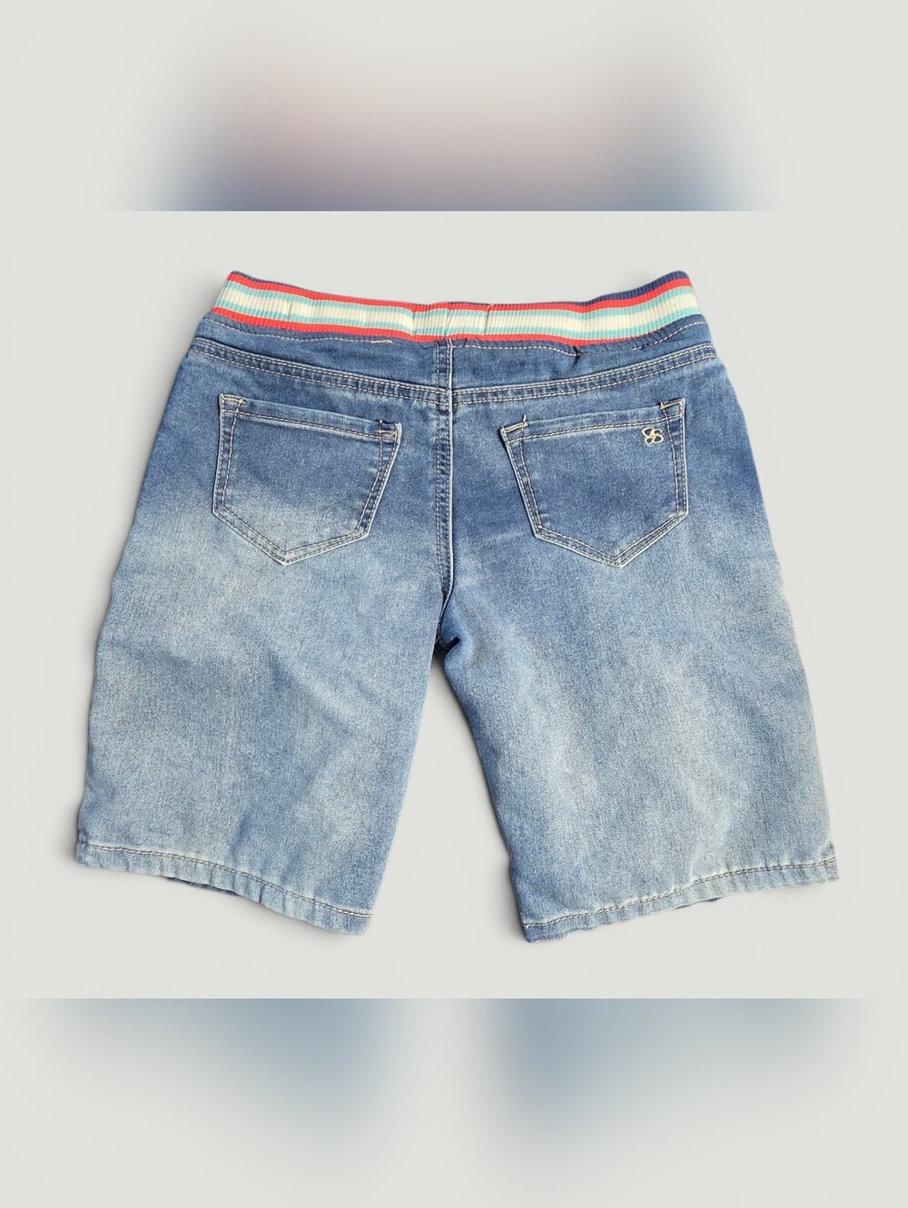 Jessica Simpson Girls' Bermuda Denim Shorts with Rainbow Elastic Waistband Sz 8 - Picture 2 of 11